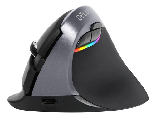 Mouse Delux, Inalámbrico/recargable/vertical/6 Botones