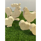 Set Familia De Animales Madera Juguetes Waldorf