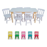 Conjunto De Mesa E Cadeira Infantil Colorido: Espaço Ideal 