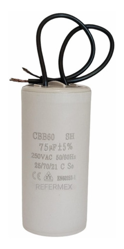 Capacitor Cbb60 75uf 250vac Condensador 75mfd Trabajo Cable