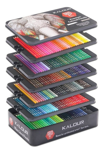 Set 180 Lapices Color Arte Profesional Dibujo Caja Metálica