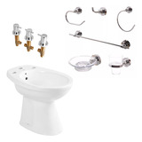 Juego Bidet Roca + Grifería Peirano + 6 Accesorios Aqualaf