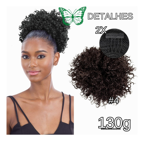 Aplique Coque Afro Puff Crespo Com Volumão Crespo Premium