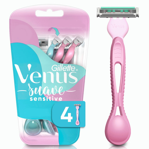 Maquina De Afeitar Venus Suave Sensitive 4un De 3 Hojas