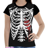 Camisa Camiseta Feminina Estampa Caveira Osso Esqueleto 25