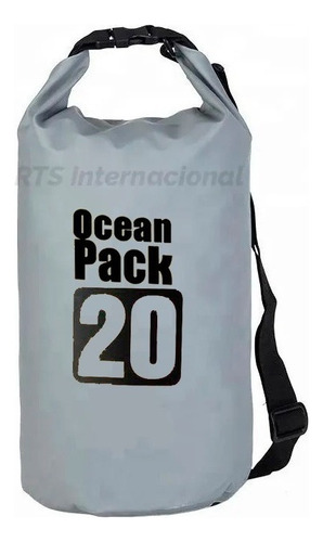 Bolsa Seca Impermeable 20 Lts Deportiva Pesca Campismo Playa Color Gris