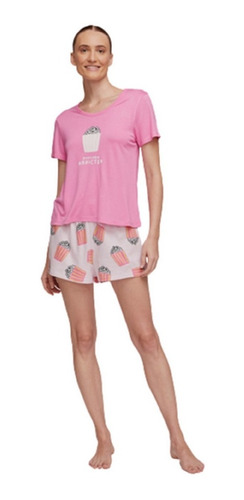 Pijama Feminino Hering Shorts E Camiseta Manga Curta