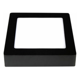 Foco Panel Led 12w Plafón Cuadrado 17x17cm Marco Negro Sobrepuesto Luz Blanco Neutro 4000k 220v