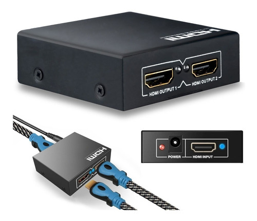 Splitter Hdmi 2 X 1 Multipuerto 2 Salidas + Cargador 