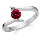 Anillo Oro Sólido 14k Certificado Rojo Rubí Swarovski M Rbl