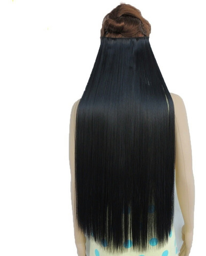 Cabello Fibra Natural Cortina Extensiones Negro Lacio 60 Cm