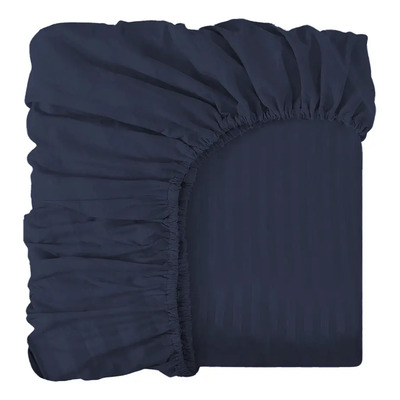 Sábana De Cajón Ajustable King Size - Extra Suave Y Fresca Color Azul Marino Diseño De La Tela Rayas