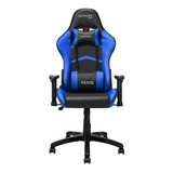 Cadeira De Escritório Mymax Mx5 Gamer Ergonômica Preto E Azul Com Estofado Em Tecido Sintético