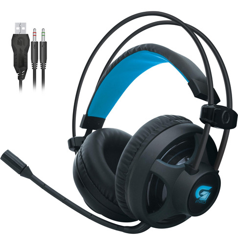 Headset Gamer Fortrek Pro H2 P2 Led Azul Usb - Preto