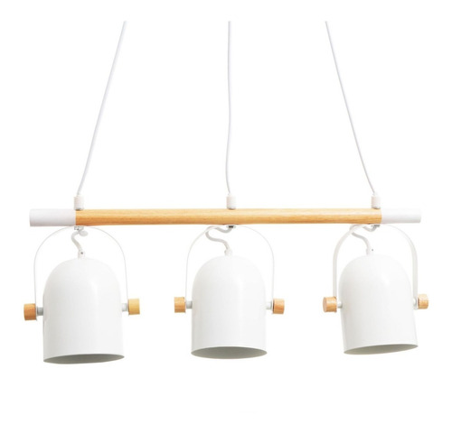 Lampara De Techo 3 Luces Estilo Nordico 60w Metal + Madera