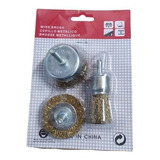 Set Cepillos Copa De Bronce Para Taladro Kit 3 Piezas Metal