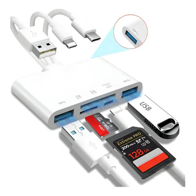 5 En 1 Lector De Tarjetas Múltiple Tipo C Lightening Rápido Para Tarjetas Sd\u002Ftf\u002Fmicro Memoria Color Tipo Usb 3.0 480 Mb\u002Fs Para Android iPhone iPad Pc Laptop | MercadoLibre
