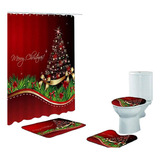 Juego De Baño Navideño Impermeable For Cortina De Ducha