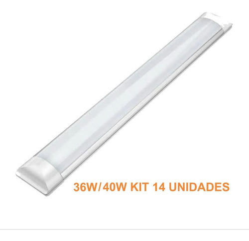 14 Luminária Tubular Sobrepor Led Slim 40w Branco Frio 120cm 110v/220v