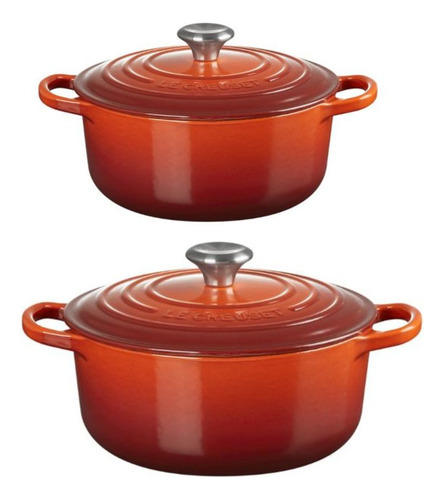 Kit Le Creuset 2 Panelas Redondas 20 E 22cm Vermelho Cayenne