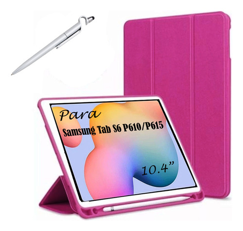 Melhor Capa Smart Para Galaxy Tab S6 Lite P610/ P615+ Caneta Cor Rosa