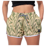 Short Praia Nature Feminino Moda Ajustável Estilo Surf 