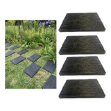 Caminho Pisante Preto Jardim Tronco Tábua Plástico Kit 4