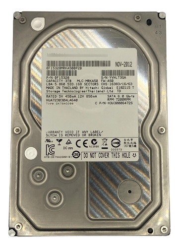 Hd Hitachi 3tb 7.2k 3,5 Sata 6gb 0f15328 403-0088-02 @