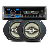 Kit Som Carro Radio Mp3 Bt 2 Usb + Par Falantes 5x7 Poleg