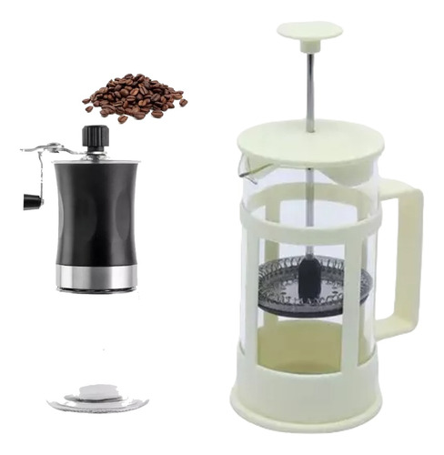 Molinillo Granos Café + Jarra Cafetera Francesa Embolo 600ml