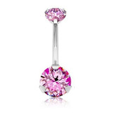 Piercing Umbigo Zircônia Rosa Garra Titânio Astm136