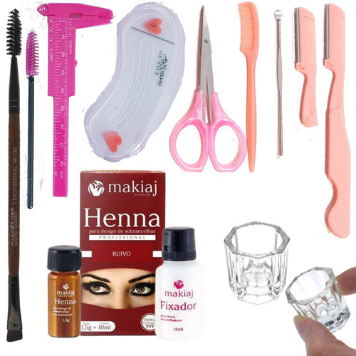 Kit Henna Makiaj Original Navalha +tes +pincel +paquimetro