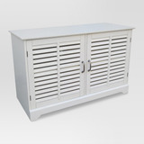 Mueble Para Tv Con Puertas De Persianas Blanco 114cm X 72cm