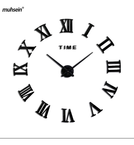 Reloj De Pared 3d Grande Negro Diseño Moderno