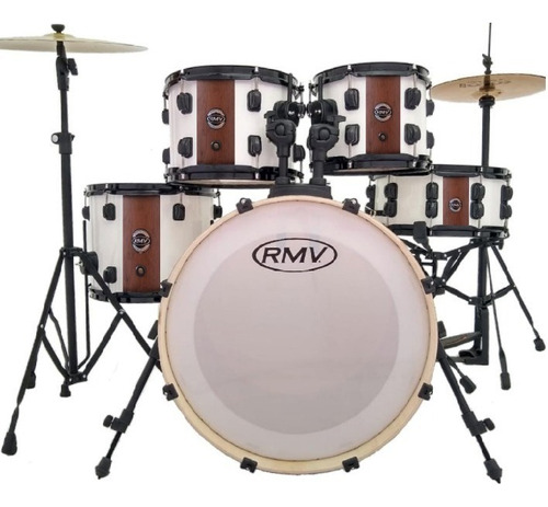 Bateria Rmv Infinity Cedro/branca 20 Com Banco E Pratos