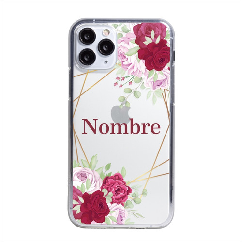 Funda Para iPhone Uso Rudo Flores Personalizada Con Nombre