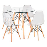 Comedor Completo Moderno Cristal Templado + 4 Sillas Eames