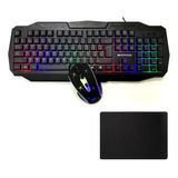 Teclado Mouse Pad Gamer Newvision Con Luz Usb Español Juegos