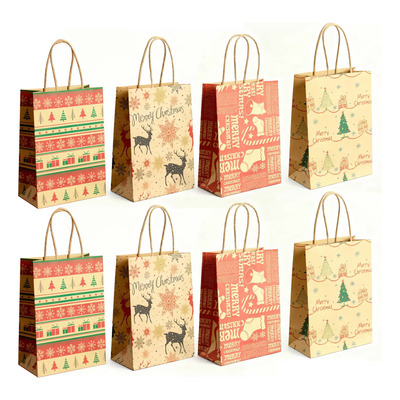 8 Bolsas Regalo Papel Kraft Aguinaldos Navideños Recuerdos | MercadoLibre