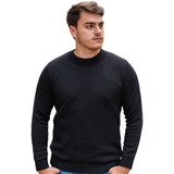 Blusa Tricô Masculina Lã Suéter Gola Careca Cardigan Inverno