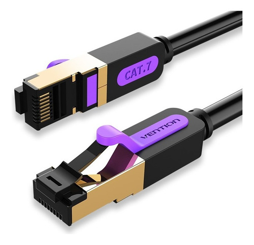 Cable De Red Vention Cat7 Certificado - 10 Metros - Premium Patch Cord - Blindado Sstp Rj45 Ethernet 10gbps - 600 Mhz - 100% Cobre - Icdbl
