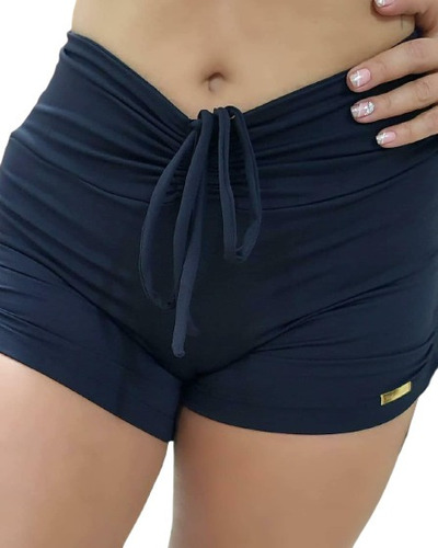 Short Plush Up Franzido No Bumbum, Short Preto, Bolinha, Poá