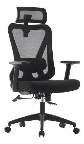 Silla Oficina Top Living Ergonómica Reclinable Con Cabecera Color Negro