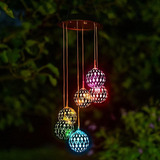 ~? Solar Metal Orb Wind Chime Mobile - Luces Led Que Cambian