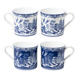 Grace Teaware Blue Willow Bone China Tazas De Café, Té, 10 O