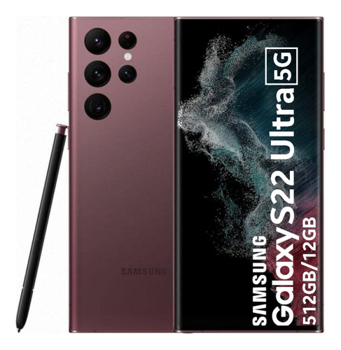 Samsung Galaxy S22 Ultra 5g 512gb Câm.108mp Vinho Excelente