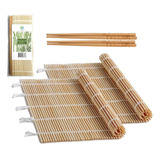 Estera Enrollable De Sushi Fungyand Bamboo Con 2 Pares De Ch