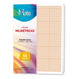 Mate | Papel Milimétrico 75 G | Tamaño Carta | 50 Hojas Color Blanco