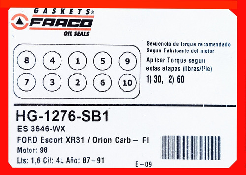 Empacadura Cmara Ford Escort Xr31/orion Carb.  98 (87-91) Foto 4