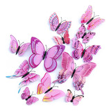 48 Pcs Mariposa Rosa Pared Decoración Pegatinas Para Fiesta